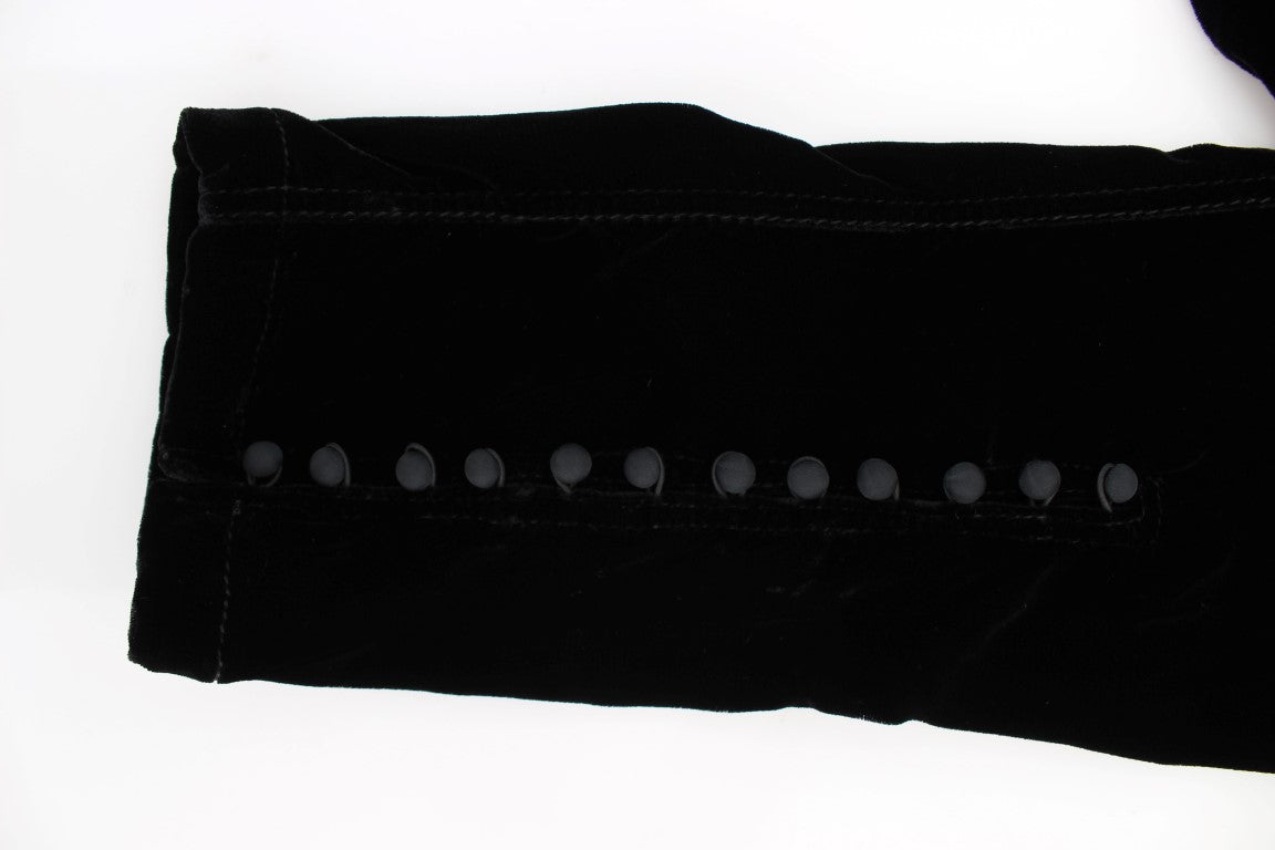 Ermanno Scervino Black Viscose Blend Velvet Slim Fit Pants Ermanno Scervino