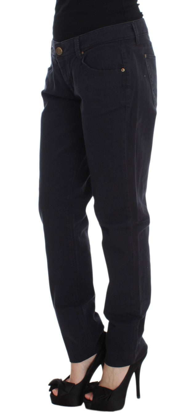Ermanno Scervino Blue Cotton Blend Casual Fit Pants Ermanno Scervino