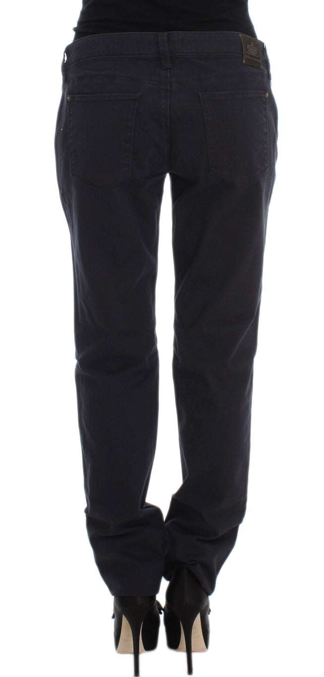 Ermanno Scervino Blue Cotton Blend Casual Fit Pants Ermanno Scervino
