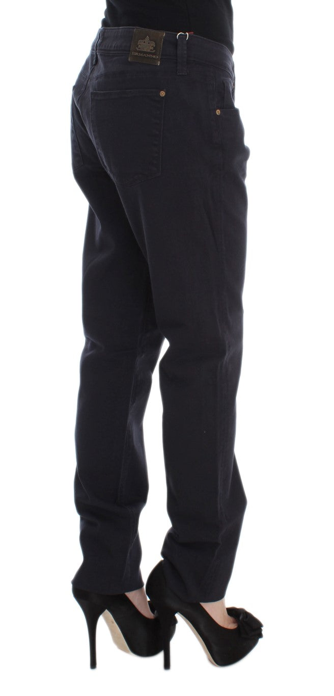 Ermanno Scervino Blue Cotton Blend Casual Fit Pants Ermanno Scervino