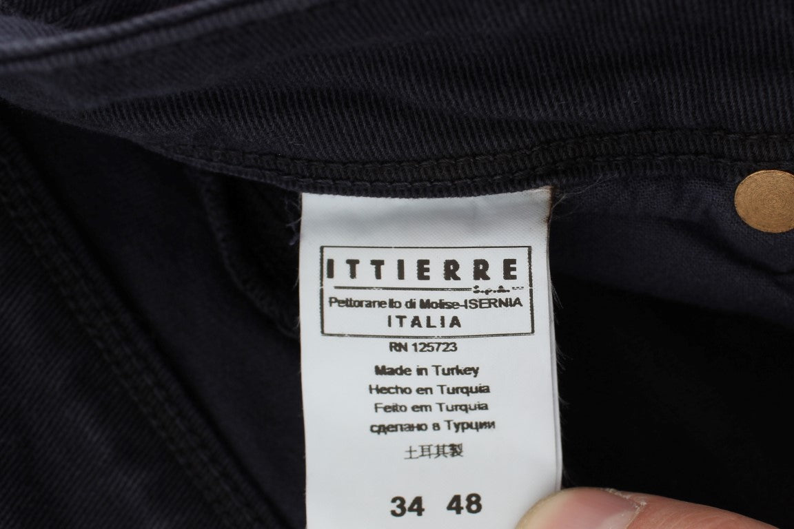 Ermanno Scervino Blue Cotton Blend Casual Fit Pants Ermanno Scervino
