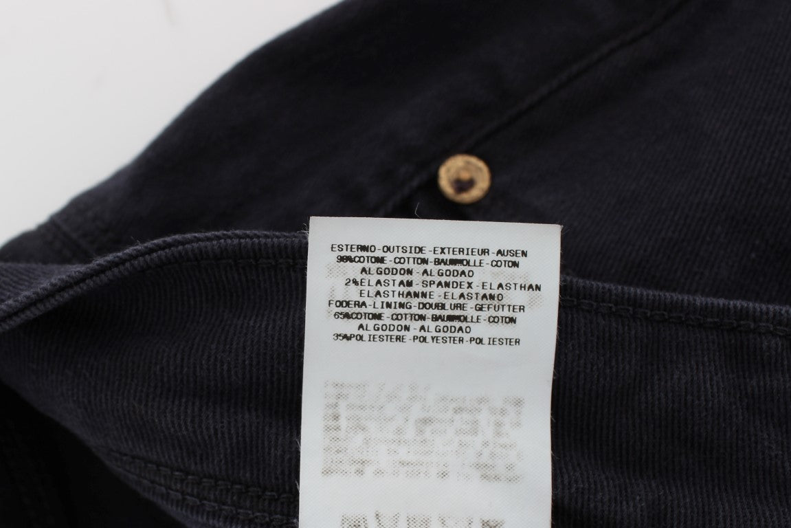Ermanno Scervino Blue Cotton Blend Casual Fit Pants Ermanno Scervino