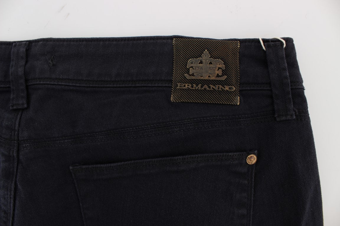 Ermanno Scervino Blue Cotton Blend Casual Fit Pants Ermanno Scervino