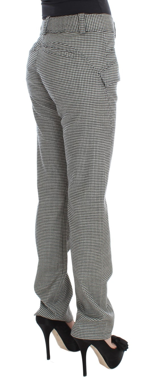 Ermanno Scervino Black White Checkered Cotton Casual Pants Ermanno Scervino