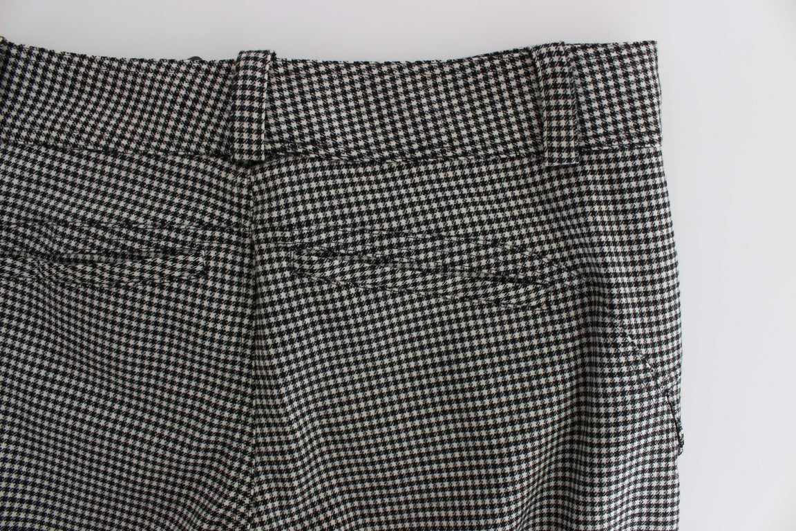 Ermanno Scervino Black White Checkered Cotton Casual Pants Ermanno Scervino