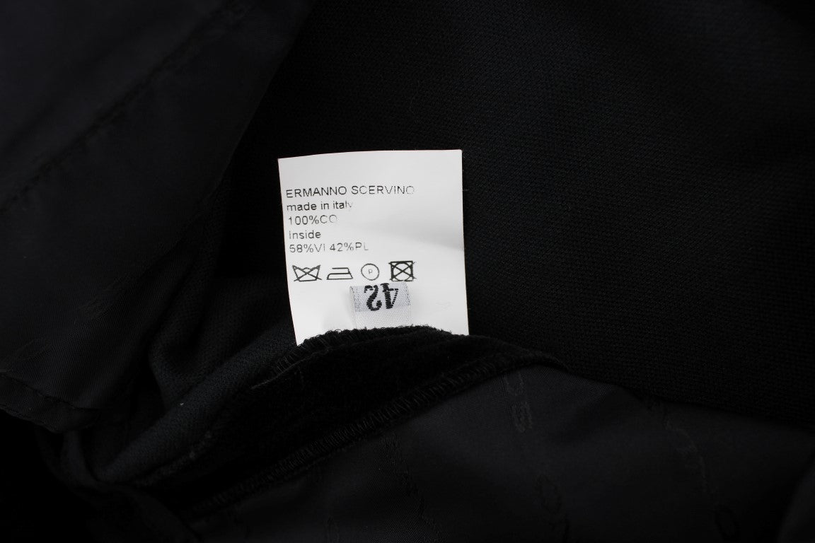 Ermanno Scervino Black Velvet Cotton Straight Legs Pants Ermanno Scervino
