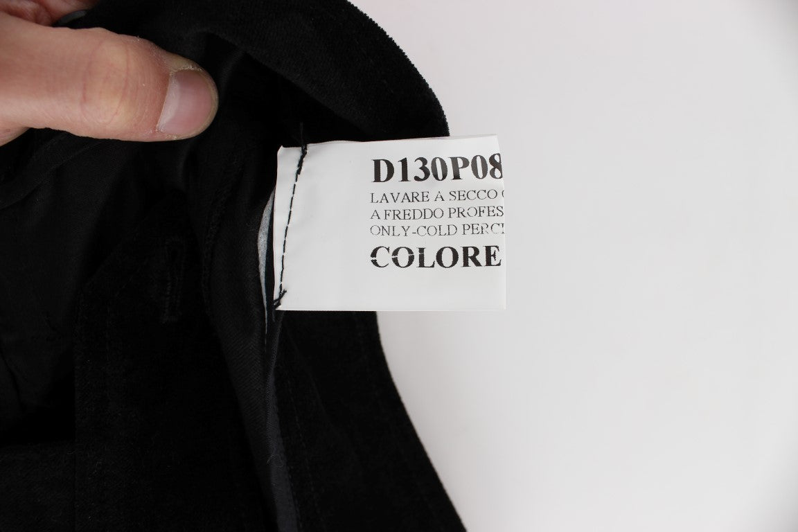 Ermanno Scervino Black Velvet Cotton Capri Bootcut Pants Ermanno Scervino