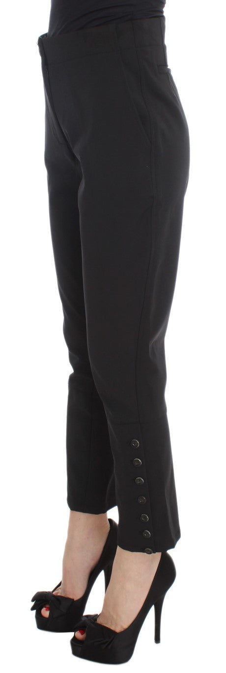 Ermanno Scervino Black Cotton Blend Capri Cropped Pants Ermanno Scervino