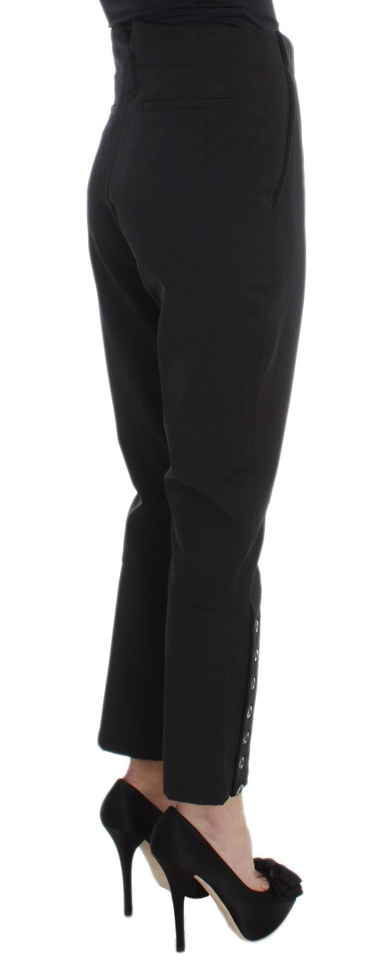 Ermanno Scervino Black Cotton Blend Capri Cropped Pants Ermanno Scervino