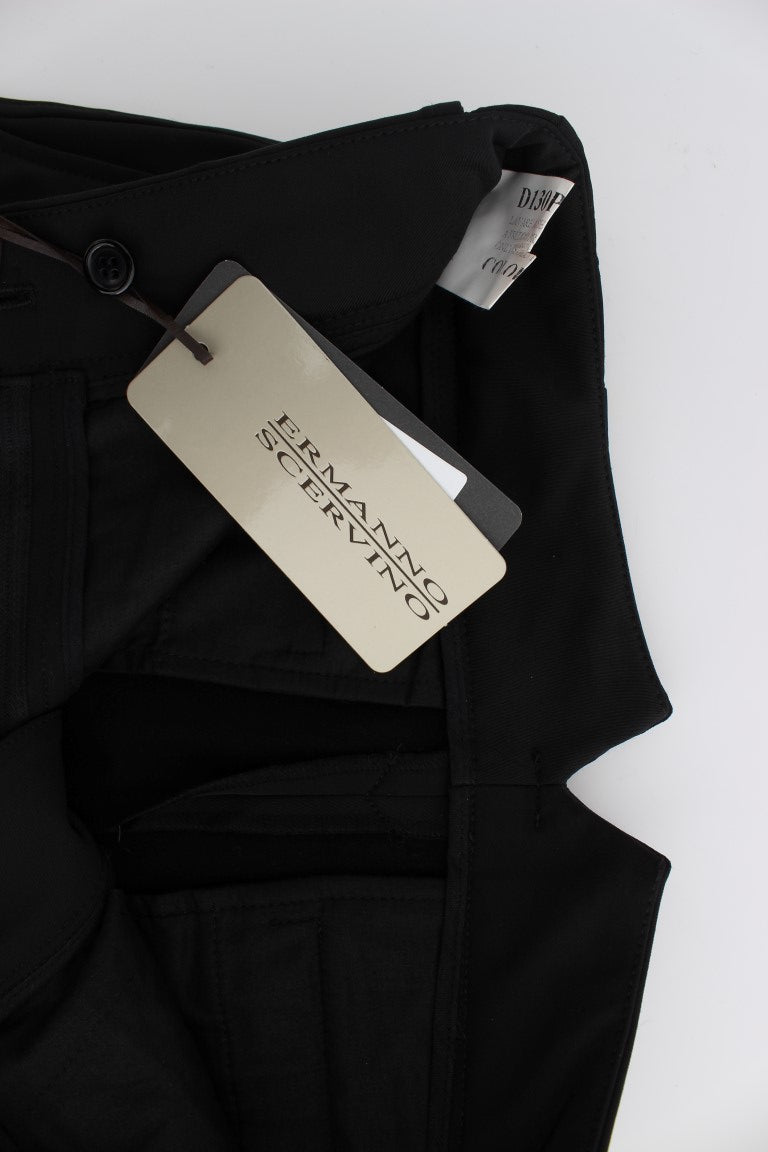 Ermanno Scervino Black Cotton Blend Capri Cropped Pants Ermanno Scervino