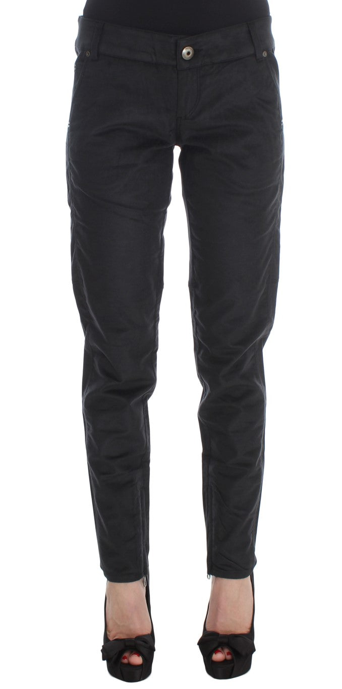 Ermanno Scervino Black Cotton Blend Regular Fit Pants Ermanno Scervino