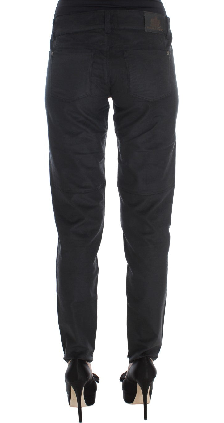 Ermanno Scervino Black Cotton Blend Regular Fit Pants Ermanno Scervino