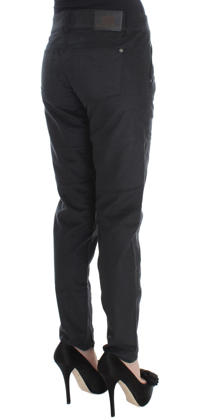 Ermanno Scervino Black Cotton Blend Regular Fit Pants Ermanno Scervino
