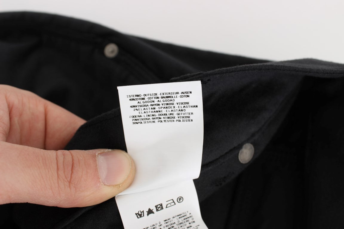 Ermanno Scervino Black Cotton Blend Regular Fit Pants Ermanno Scervino