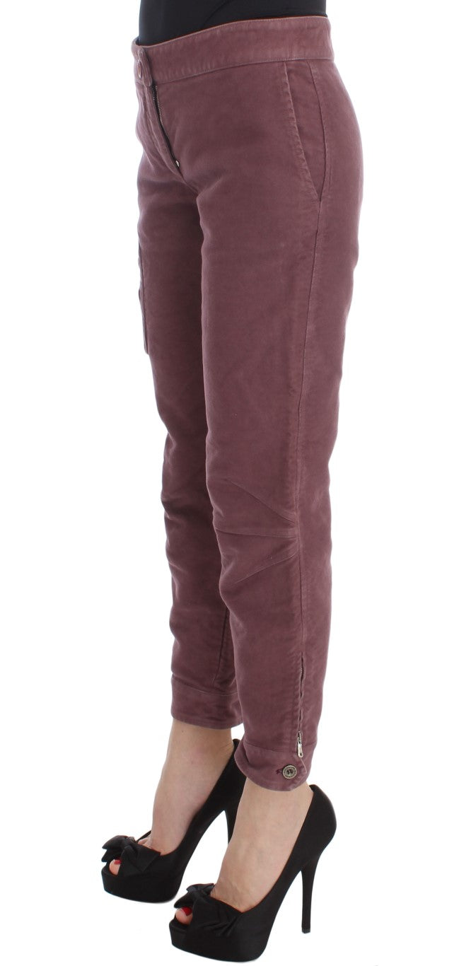 Ermanno Scervino Bordeaux Cotton Cropped Cargo Pants Ermanno Scervino