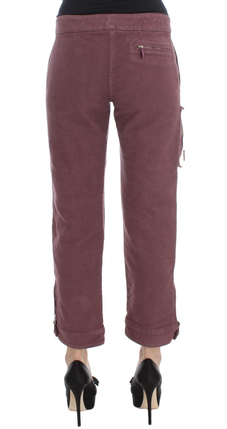 Ermanno Scervino Bordeaux Cotton Cropped Cargo Pants Ermanno Scervino