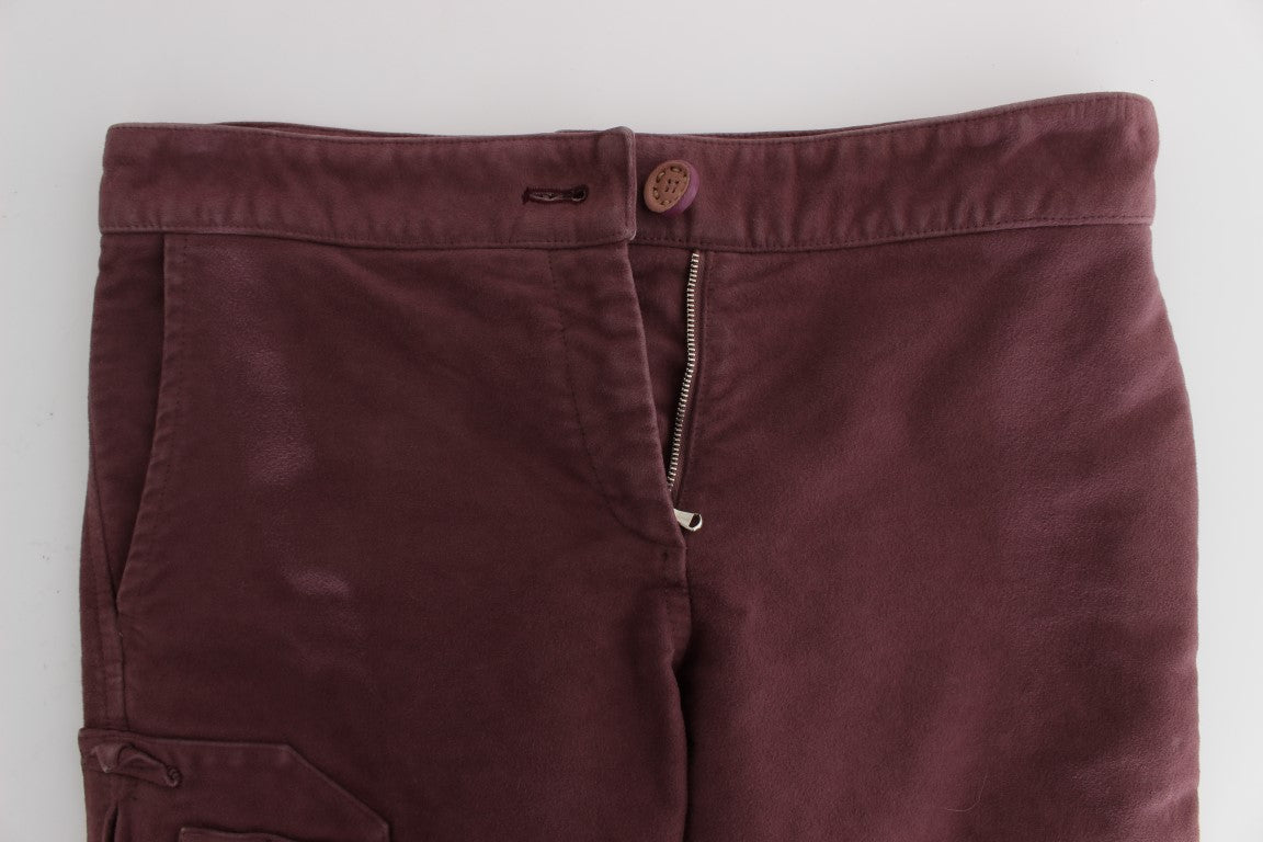 Ermanno Scervino Bordeaux Cotton Cropped Cargo Pants Ermanno Scervino