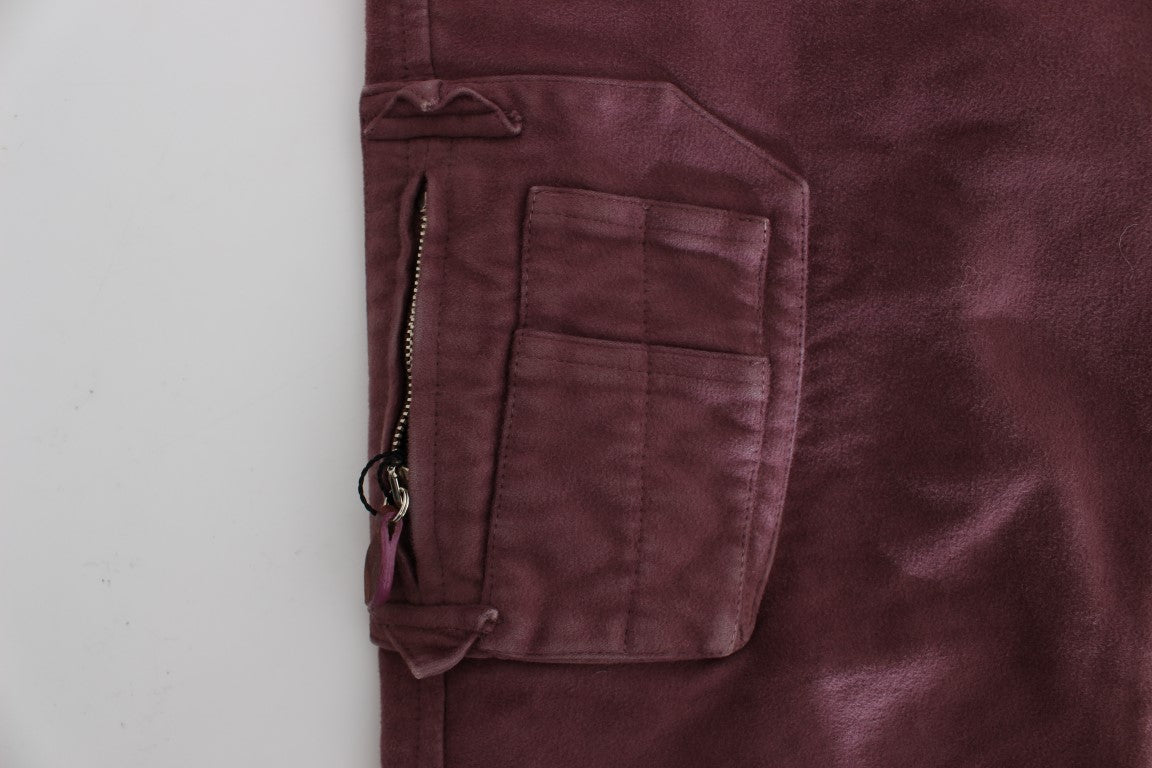 Ermanno Scervino Bordeaux Cotton Cropped Cargo Pants Ermanno Scervino