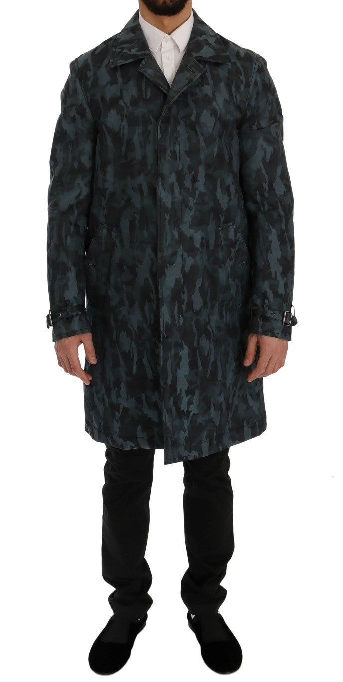 Dolce & Gabbana Blue Camouflage Trench Trench Dolce & Gabbana