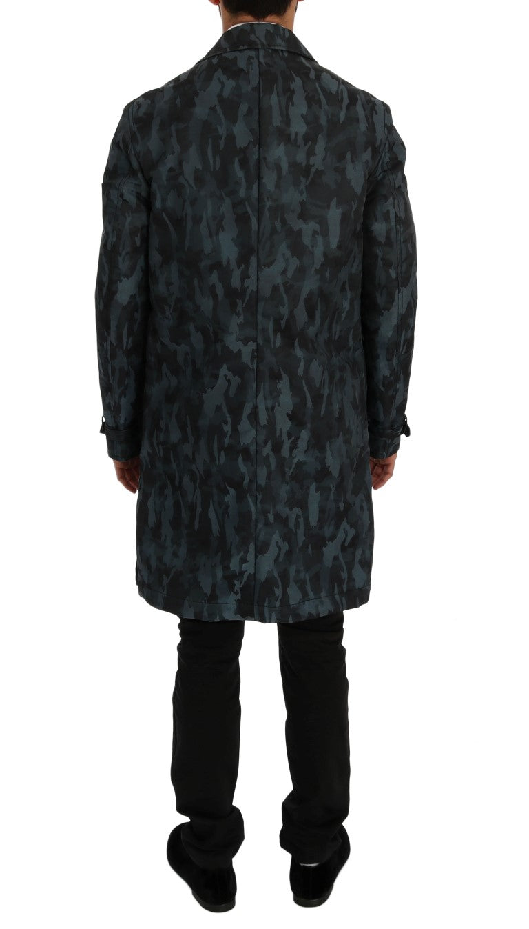 Dolce & Gabbana Blue Camouflage Trench Trench Dolce & Gabbana