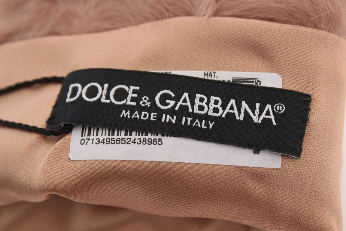Dolce & Gabbana Beige Suede Xiangao Fur Elbow Gloves Dolce & Gabbana
