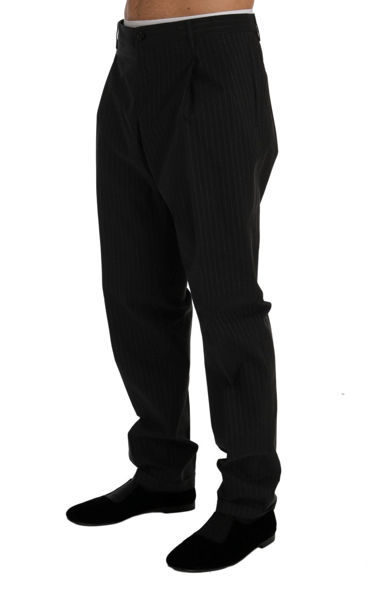 Dolce & Gabbana Blue Striped Cotton Dress Formal Pants Dolce & Gabbana