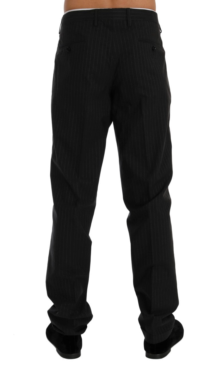 Dolce & Gabbana Blue Striped Cotton Dress Formal Pants Dolce & Gabbana