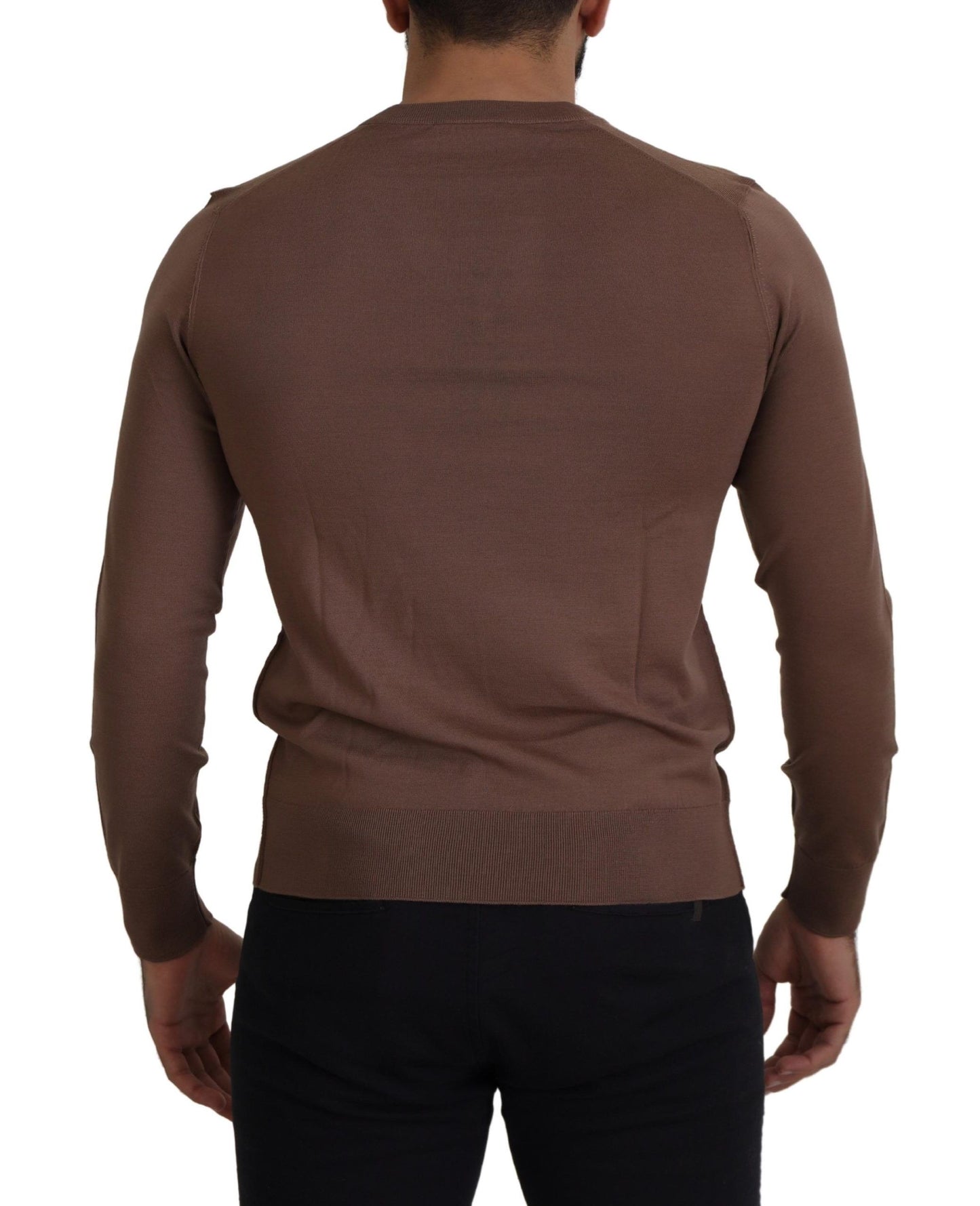 Dolce & Gabbana Brown Wool Men V-neck Pullover Sweater Dolce & Gabbana