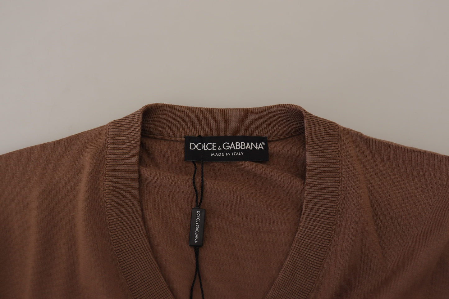 Dolce & Gabbana Brown Wool Men V-neck Pullover Sweater Dolce & Gabbana