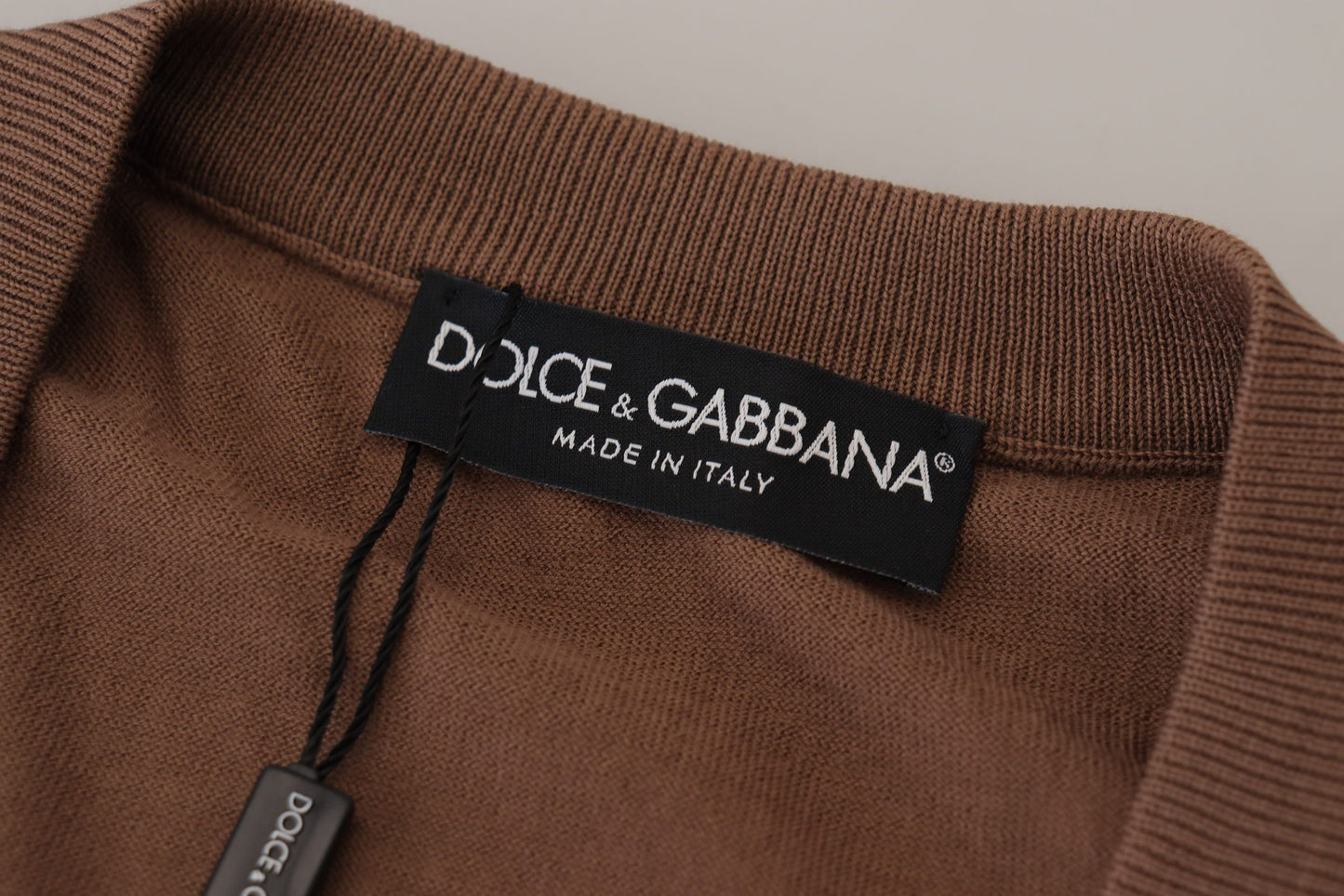 Dolce & Gabbana Brown Wool Men V-neck Pullover Sweater Dolce & Gabbana