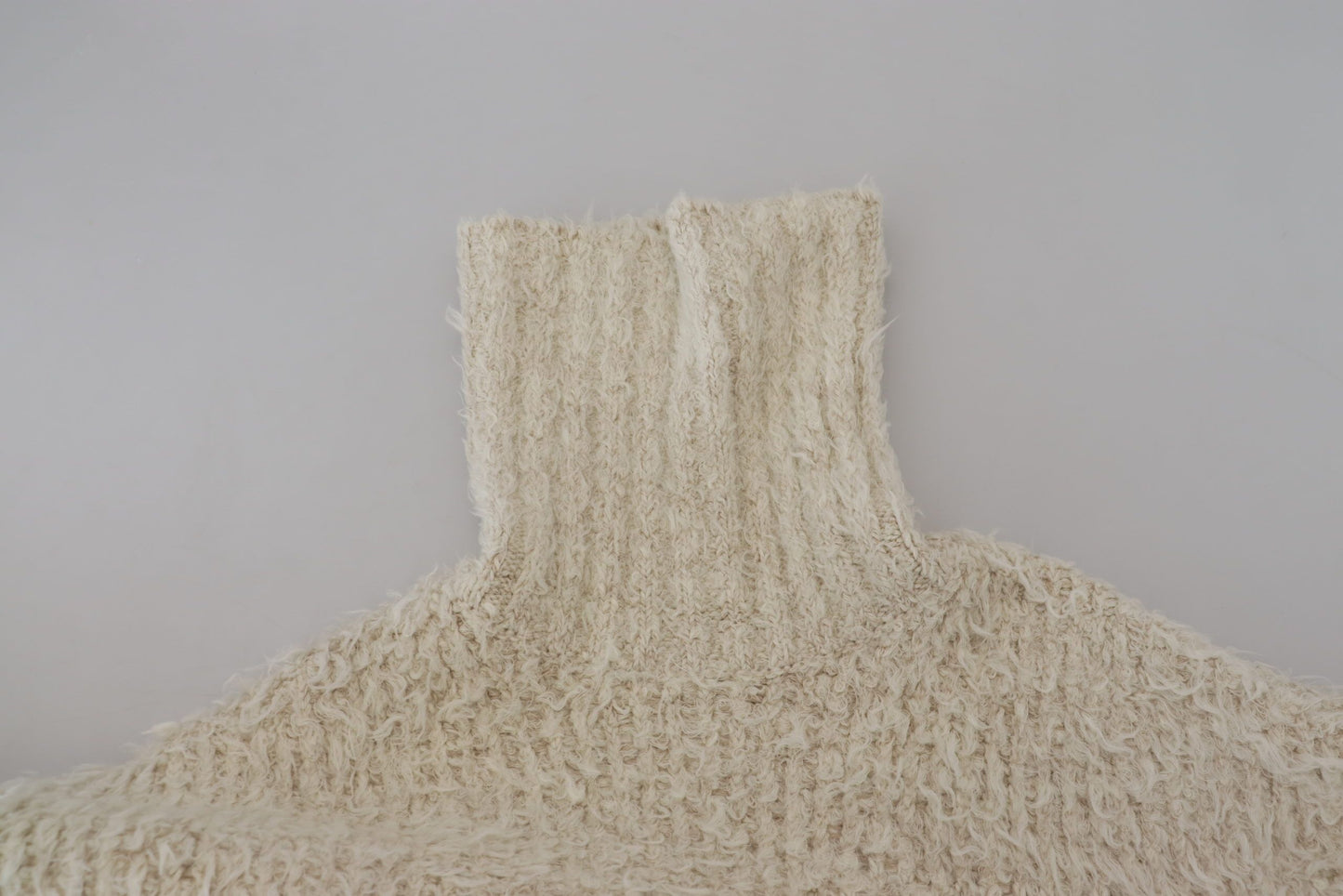 Dolce & Gabbana Cream Wool Knit Turtleneck Pullover Sweater Dolce & Gabbana