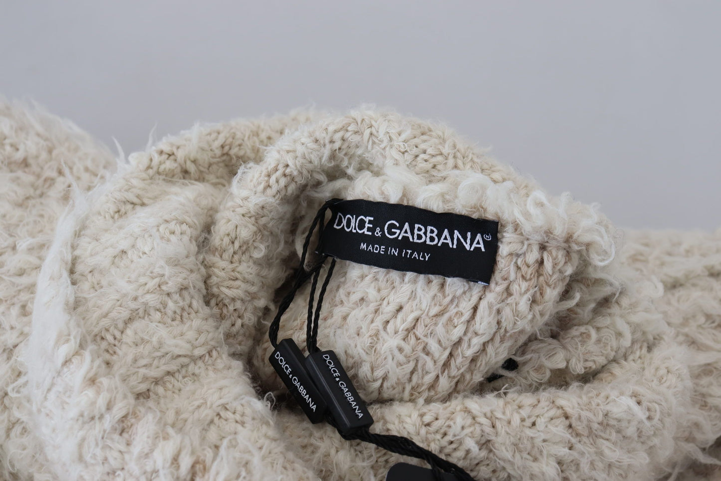 Dolce & Gabbana Cream Wool Knit Turtleneck Pullover Sweater Dolce & Gabbana