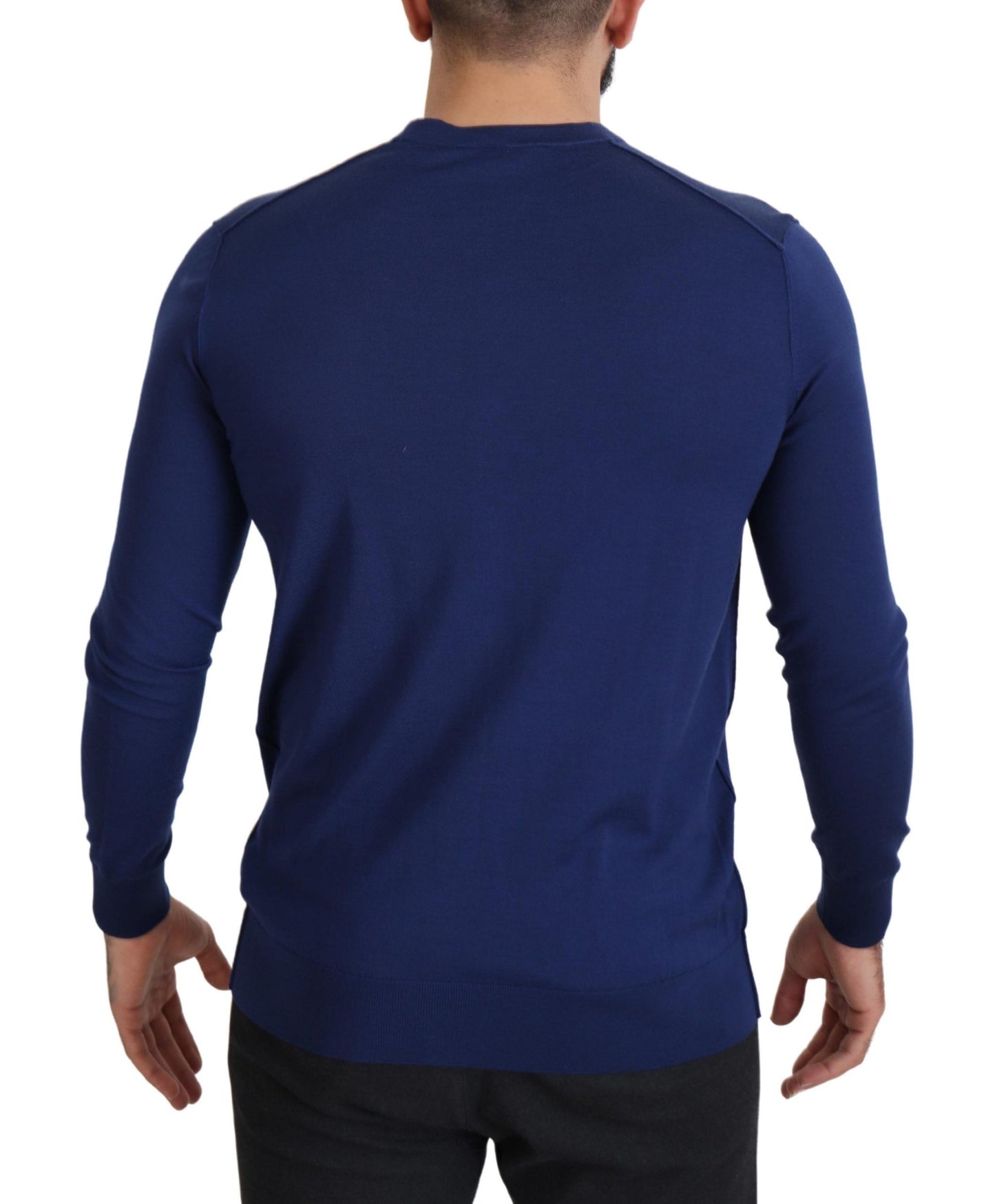 Dolce & Gabbana Blue Wool V-neck Button Down Cardigan Sweater Dolce & Gabbana