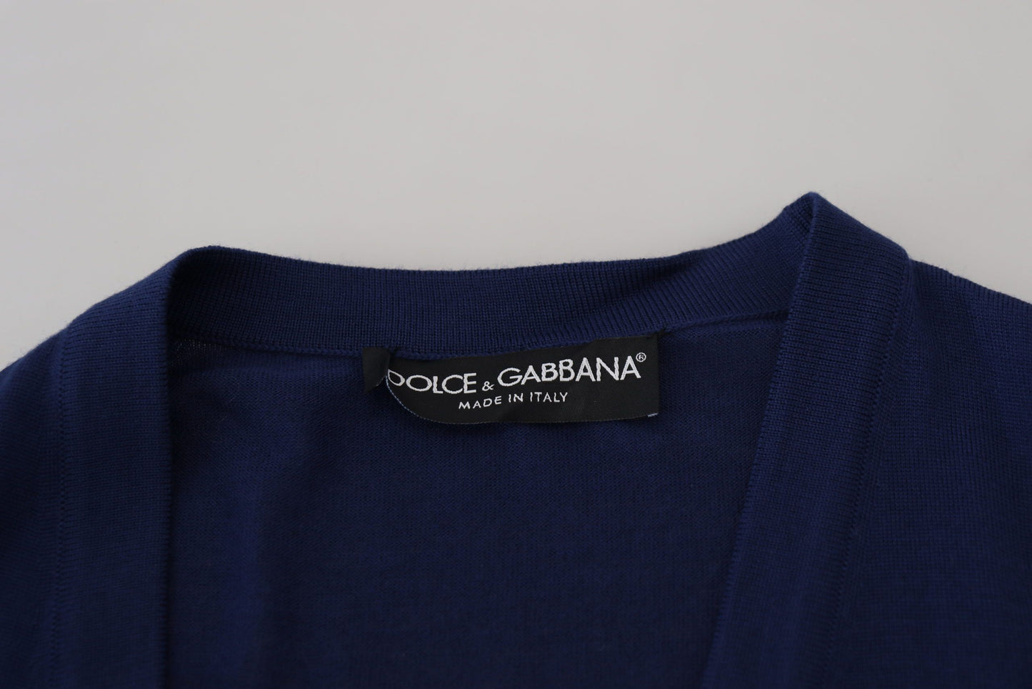 Dolce & Gabbana Blue Wool V-neck Button Down Cardigan Sweater Dolce & Gabbana