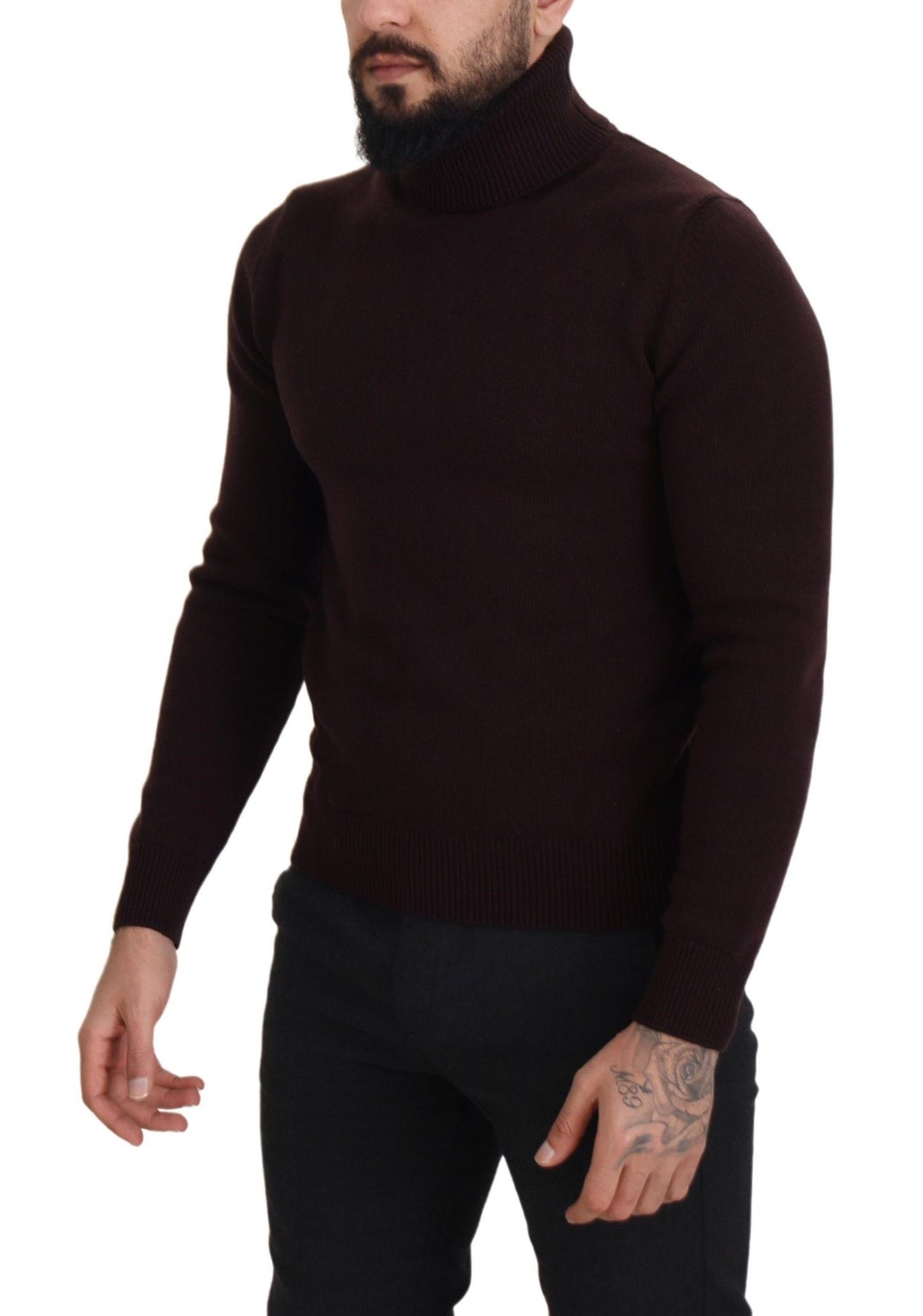 Dolce & Gabbana Brown Wool Turtle Neck Pullover Sweater Dolce & Gabbana