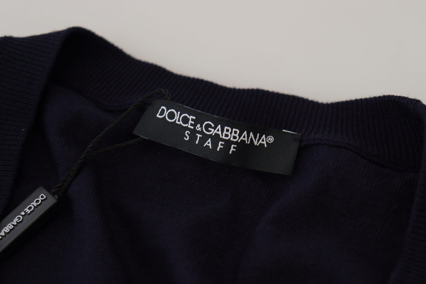 Dolce & Gabbana Blue Wool STAFF Down Cardigan Sweater Dolce & Gabbana