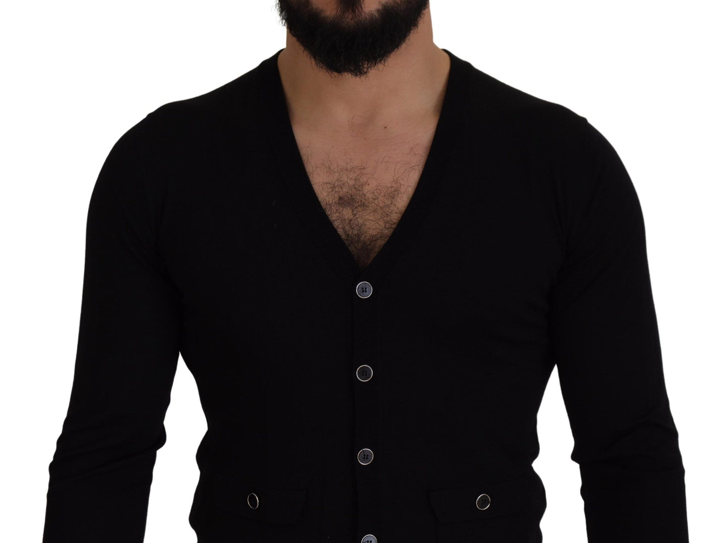 Dolce & Gabbana Black Wool Button Down Cardigan Sweater Dolce & Gabbana