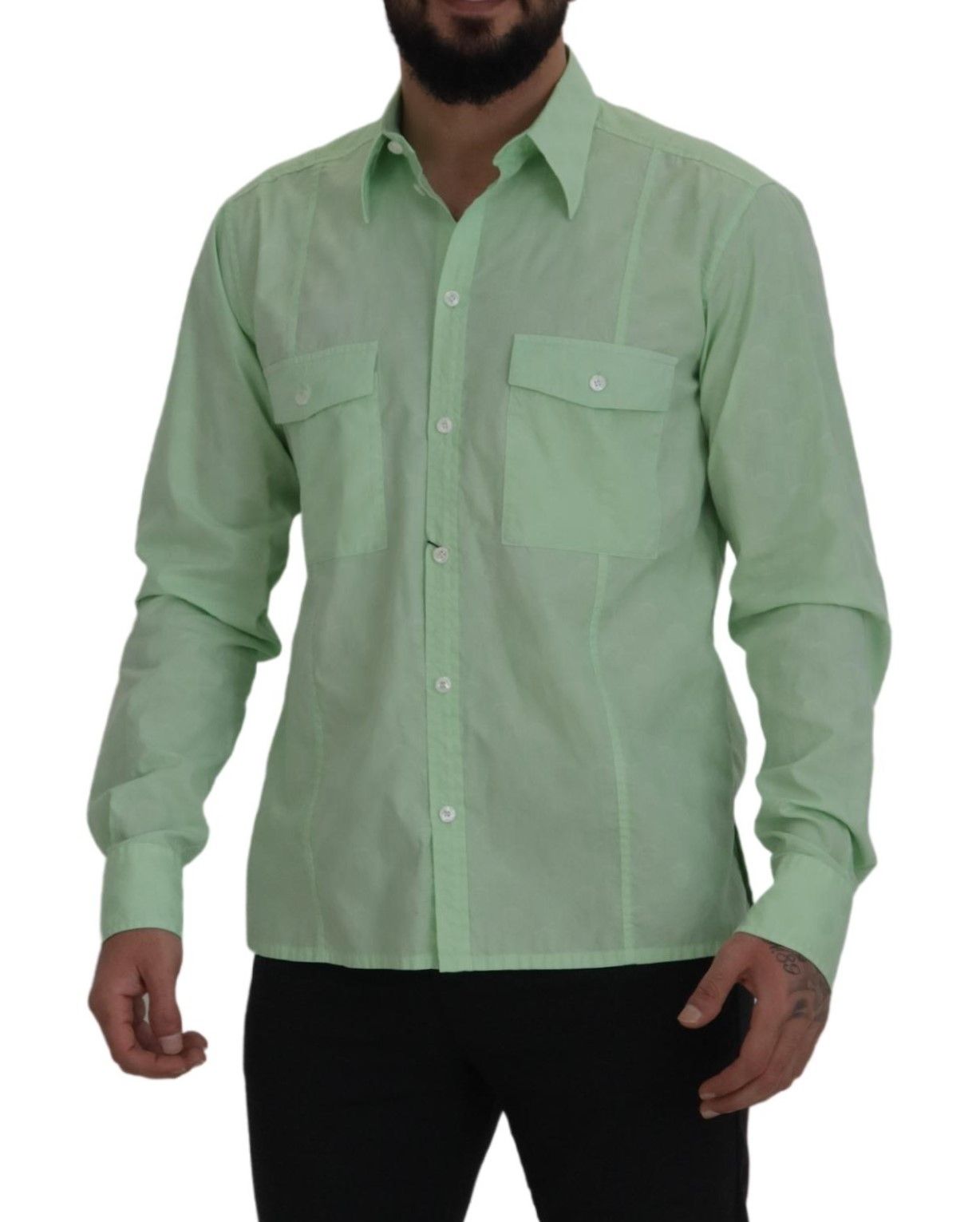 Dolce & Gabbana Mint Green Long Sleeves Button Down Shirt Dolce & Gabbana