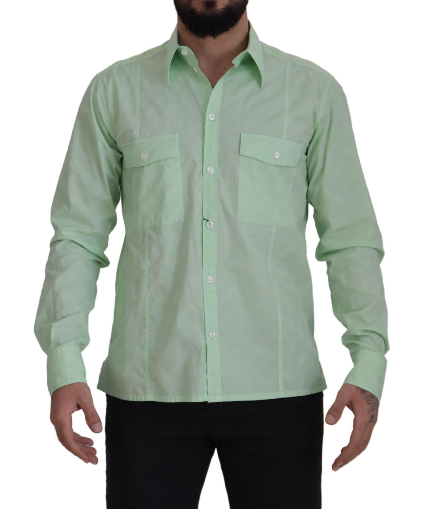 Dolce & Gabbana Mint Green Long Sleeves Button Down Shirt Dolce & Gabbana