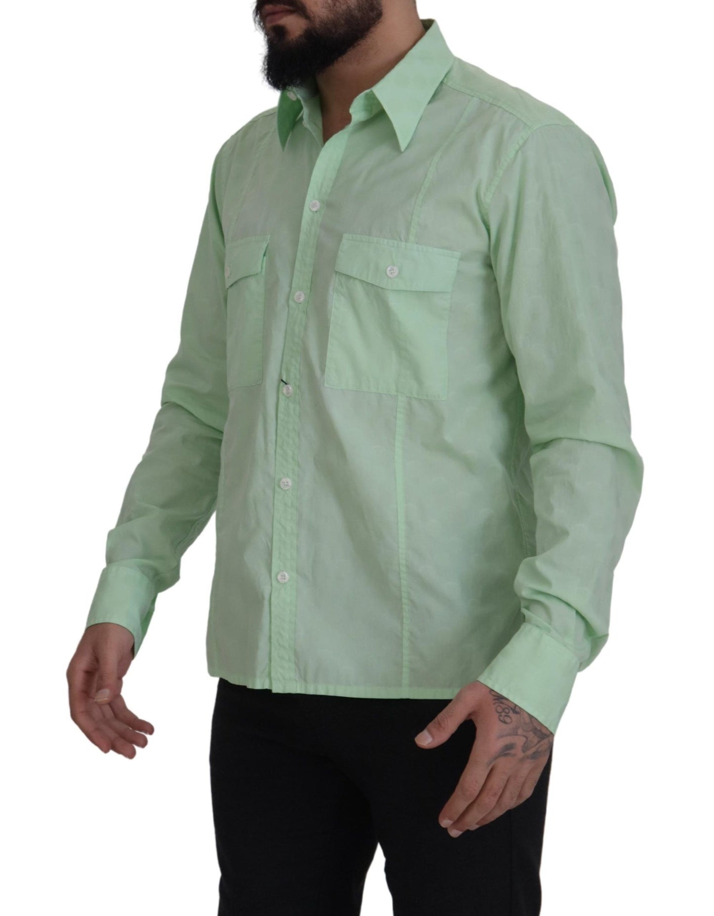 Dolce & Gabbana Mint Green Long Sleeves Button Down Shirt Dolce & Gabbana