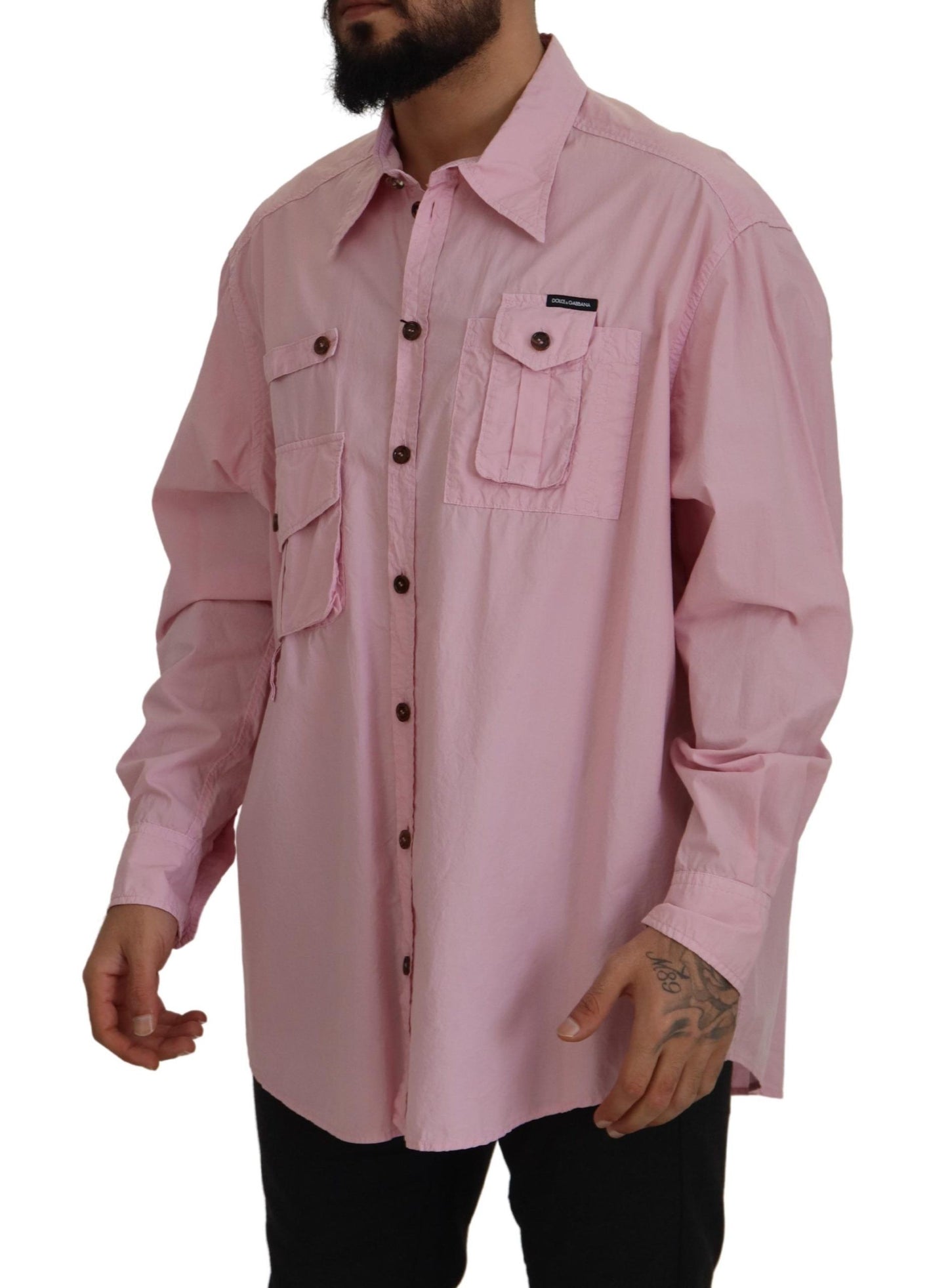 Dolce & Gabbana Pink Casual Button Down Long Sleeves Shirt Dolce & Gabbana