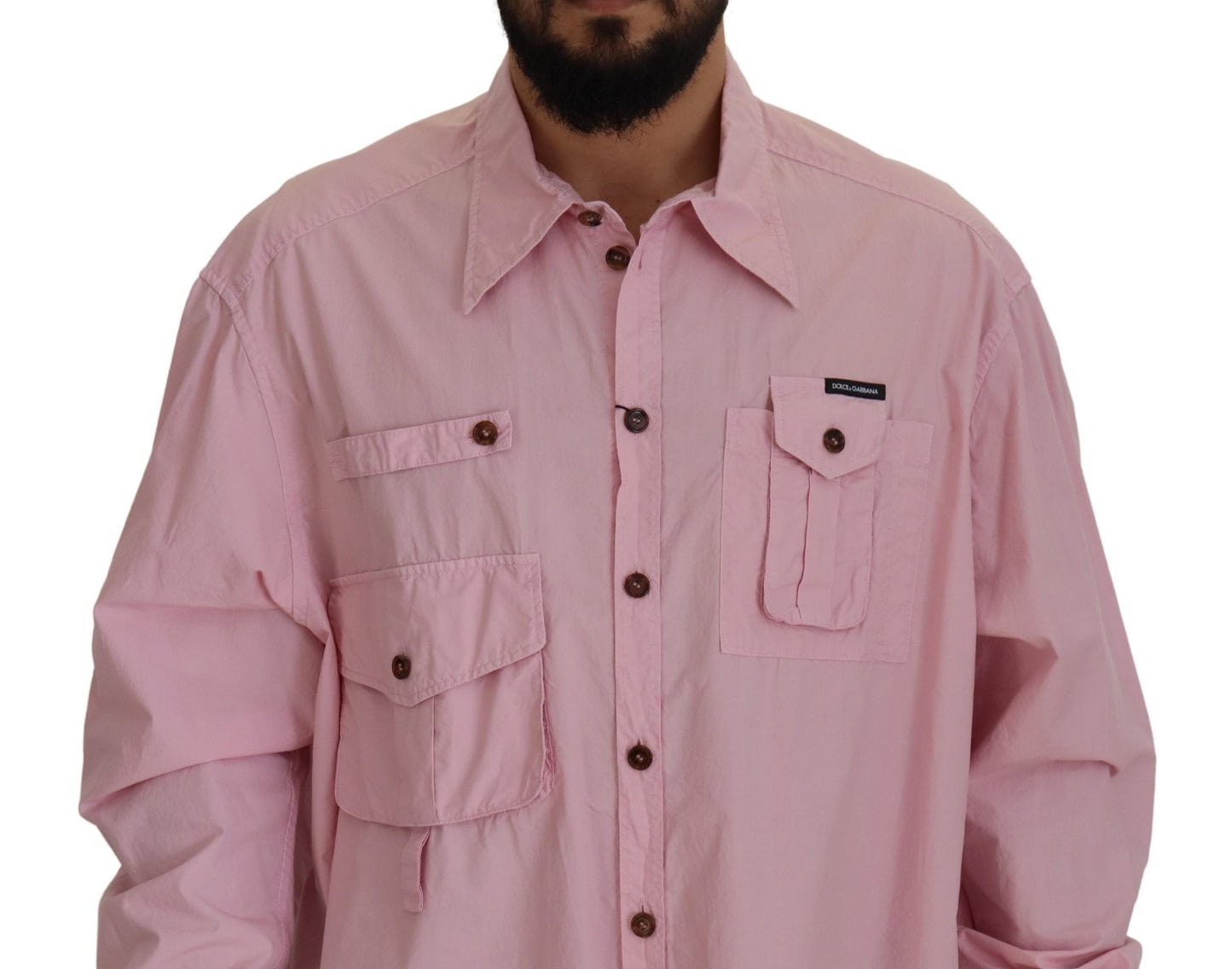 Dolce & Gabbana Pink Casual Button Down Long Sleeves Shirt Dolce & Gabbana