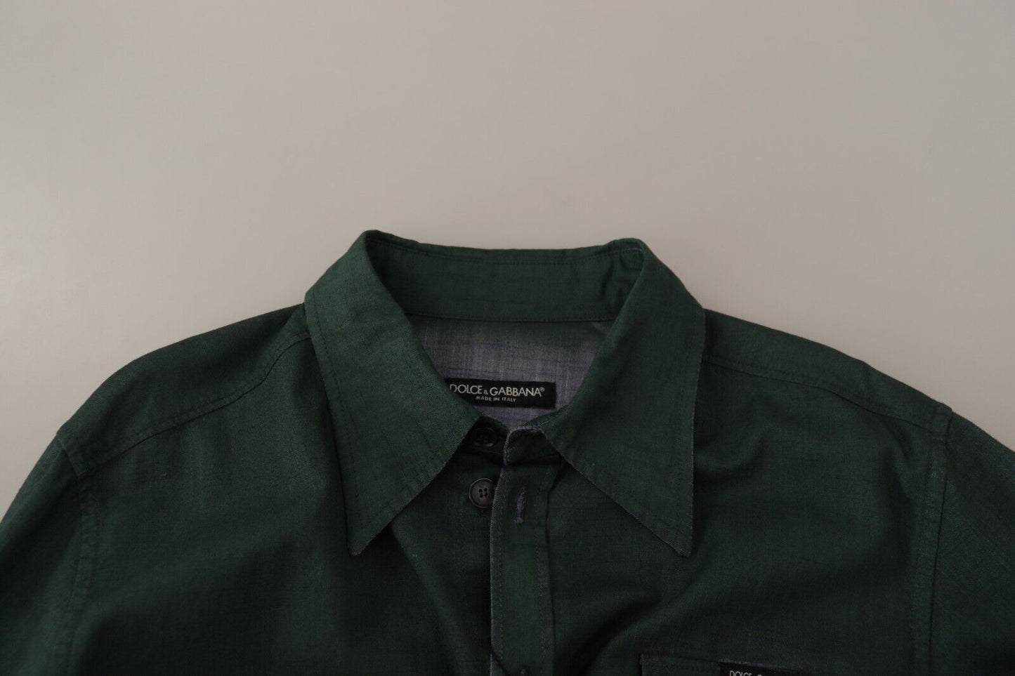 Dolce & Gabbana Dark Green Button Down Long Sleeves Shirt Dolce & Gabbana
