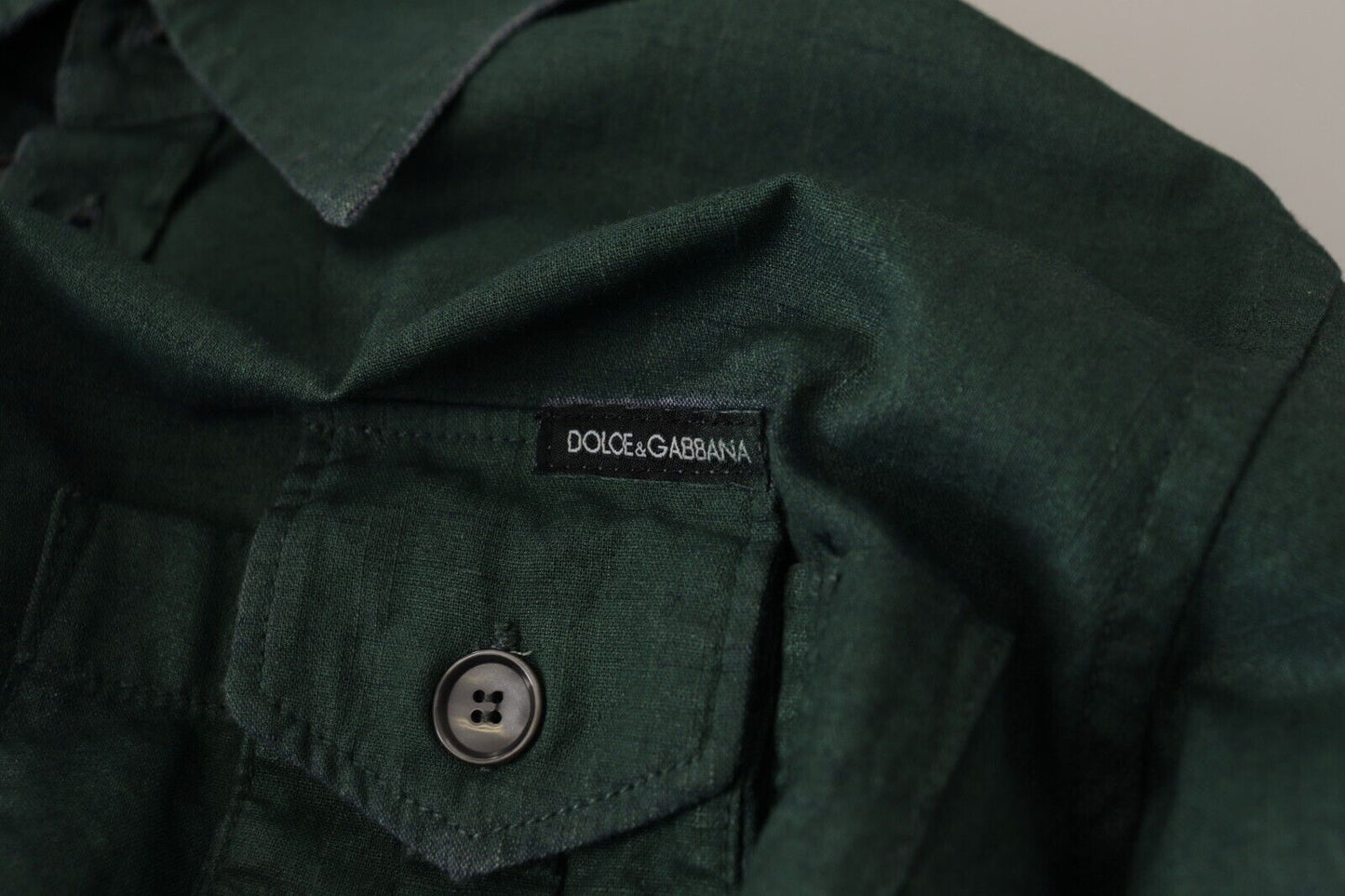 Dolce & Gabbana Dark Green Button Down Long Sleeves Shirt Dolce & Gabbana