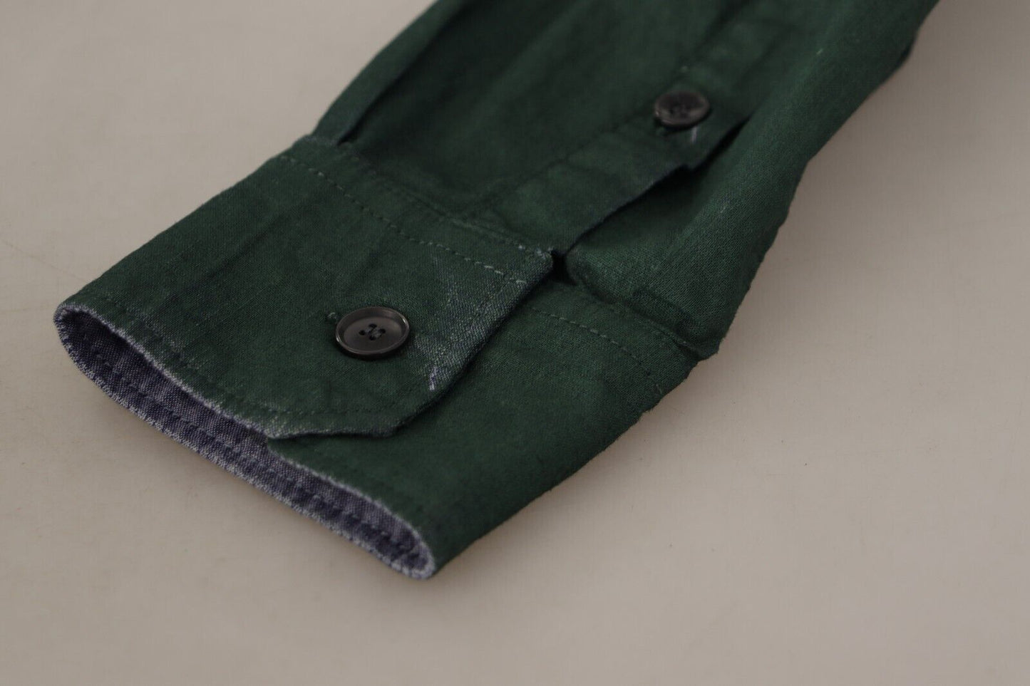 Dolce & Gabbana Dark Green Button Down Long Sleeves Shirt Dolce & Gabbana
