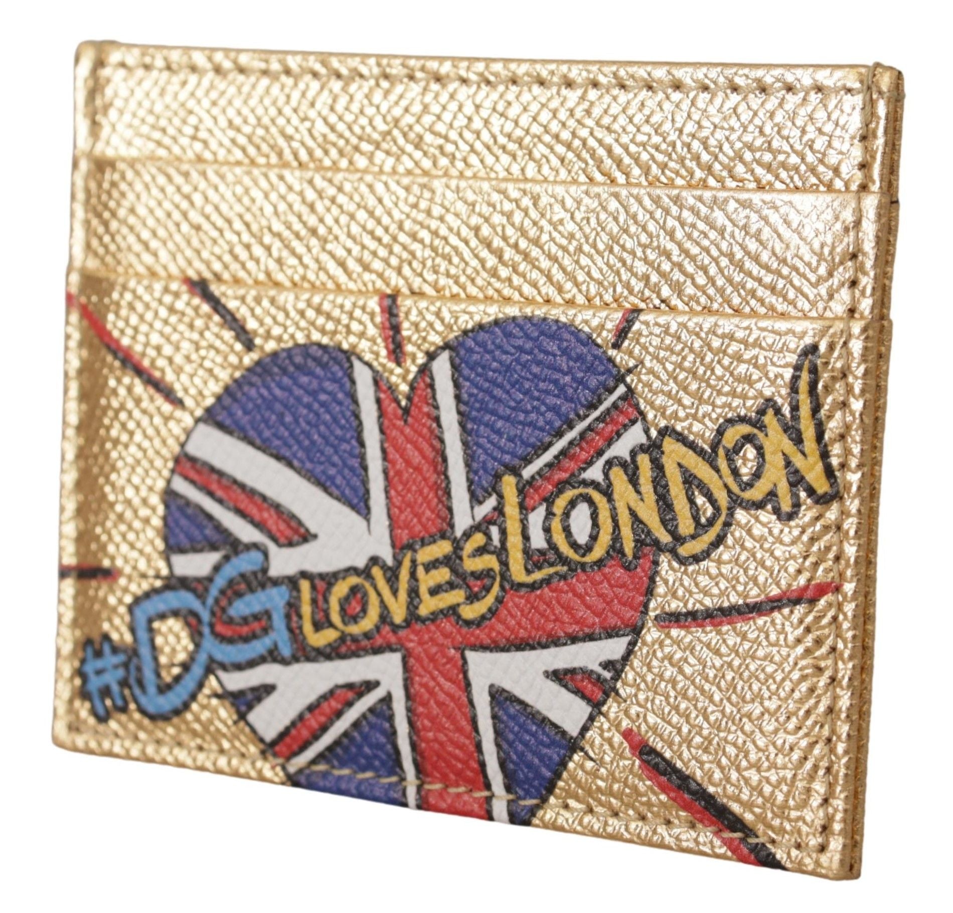 Dolce & Gabbana Gold Leather #DGLovesLondon Women Cardholder Case Wallet Dolce & Gabbana