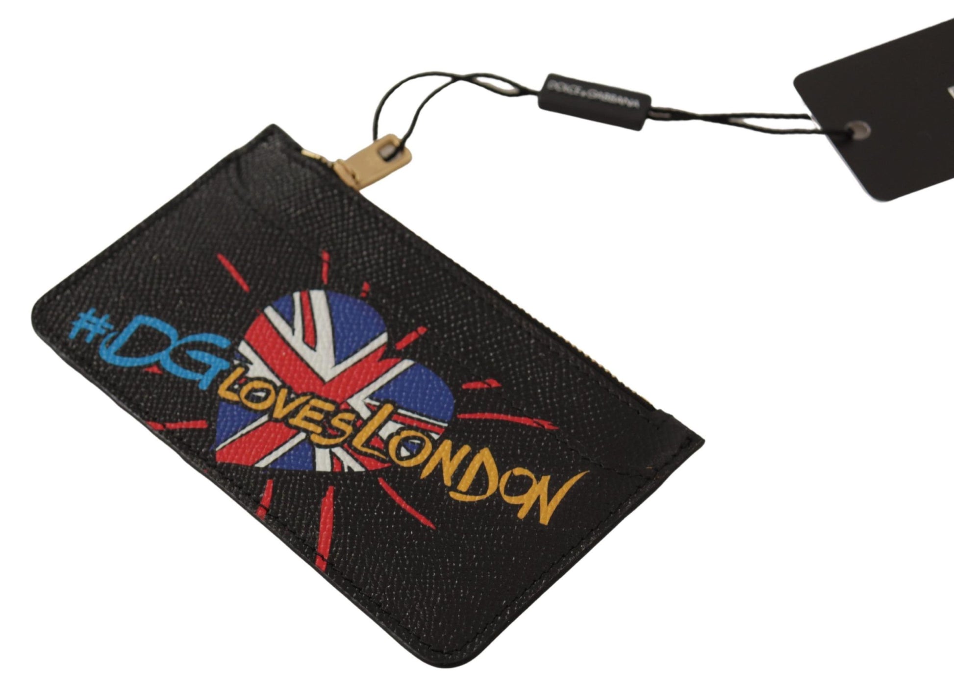 Dolce & Gabbana Black Leather #DGLovesLondon Women Cardholder Coin Case Wallet Dolce & Gabbana