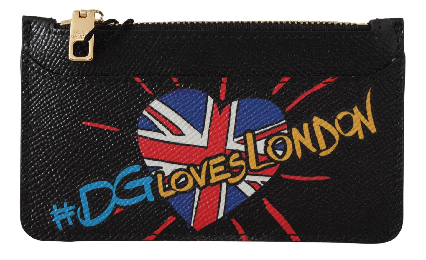 Dolce & Gabbana Black Leather #DGLovesLondon Women Cardholder Coin Case Wallet Dolce & Gabbana