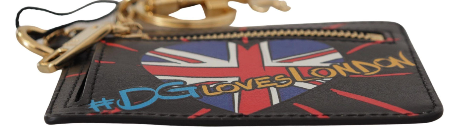 Dolce & Gabbana Black Leather #DGLovesLondon Keyring Cardholder Coin Case Dolce & Gabbana