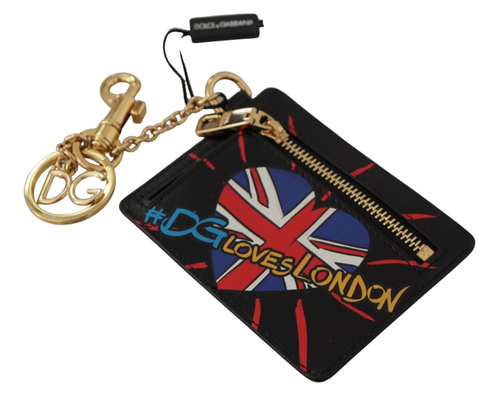 Dolce & Gabbana Black Leather #DGLovesLondon Keyring Cardholder Coin Case Dolce & Gabbana